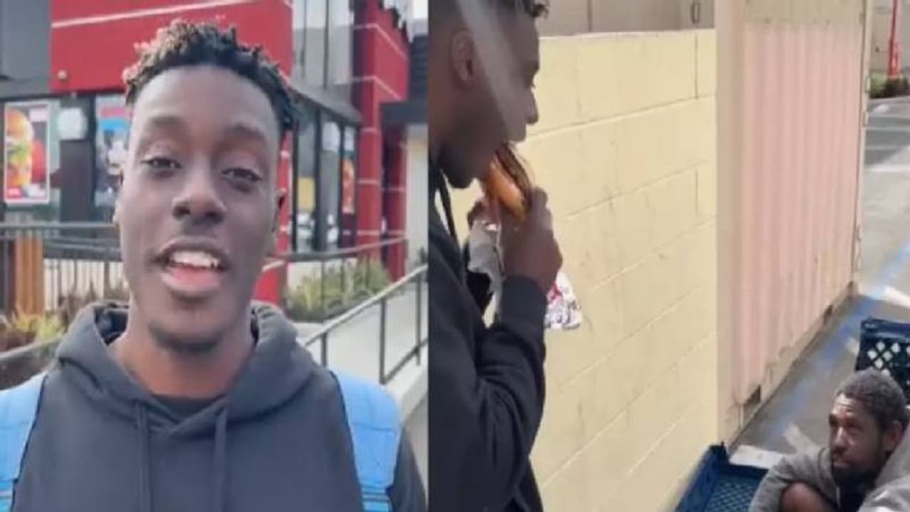 വീടില്ലാത്തയാൾക്ക് മുന്നിൽ വച്ച് ഭക്ഷണം കഴിക്കുന്ന യൂട്യൂബർ, വിമർശനമേറ്റുവാങ്ങി 'പ്രാങ്ക്' വീടില്ലാത്തയാൾക്ക് മുന്നിൽ വച്ച് ഭക്ഷണം കഴിക്കുന്ന യൂട്യൂബർ, വിമർശനമേറ്റുവാങ്ങി 'പ്രാങ്ക്'