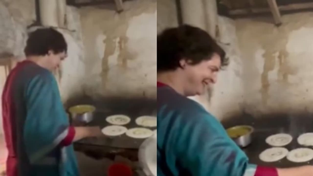 റെസ്റ്റോറന്‍റിലെ അടുക്കളയില്‍ കയറി ദോശ തയ്യാറാക്കി കഴിക്കുന്ന പ്രിയങ്ക ഗാന്ധി; വീഡിയോ...