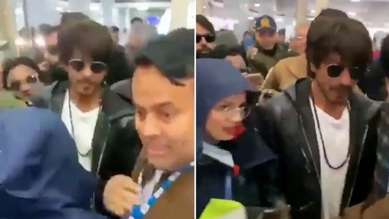Shah Rukh Khan mobbed by fans at Srinagar Airport, watch video Shah Rukh Khan mobbed by fans at Srinagar Airport, watch video