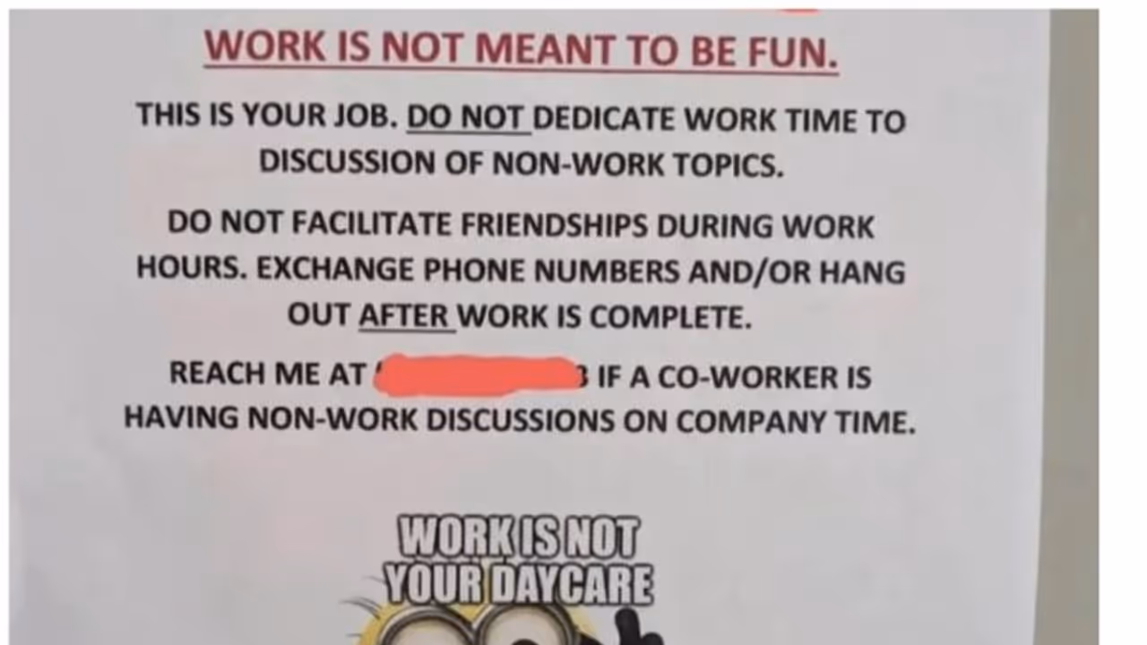 పని చేసే చోట ఫ్రెండ్షిప్ వద్దు.. ఓ కంపెనీ బాస్ ఆదేశాలు వైరల్.. నెటిజన్లు సమాధానమిదే పని చేసే చోట ఫ్రెండ్షిప్ వద్దు.. ఓ కంపెనీ బాస్ ఆదేశాలు వైరల్.. నెటిజన్లు సమాధానమిదే