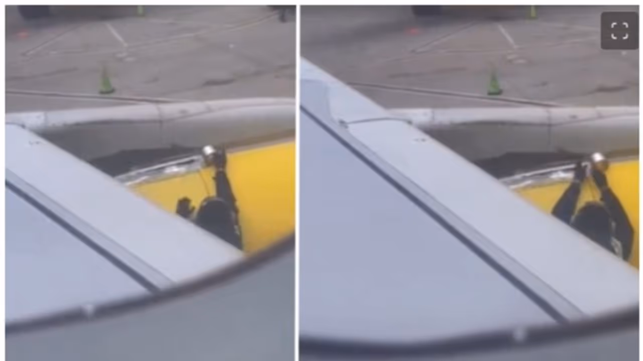 വിമാനം പറക്കുന്നതിന് മുമ്പ് ടേപ്പ് ഒട്ടിക്കുന്ന ജീവനക്കാരന്; ഭയന്ന് യാത്രക്കാര്, ആശ്വസിപ്പിച്ച് നെറ്റിസണ്സ് വിമാനം പറക്കുന്നതിന് മുമ്പ് ടേപ്പ് ഒട്ടിക്കുന്ന ജീവനക്കാരന്; ഭയന്ന് യാത്രക്കാര്, ആശ്വസിപ്പിച്ച് നെറ്റിസണ്സ്