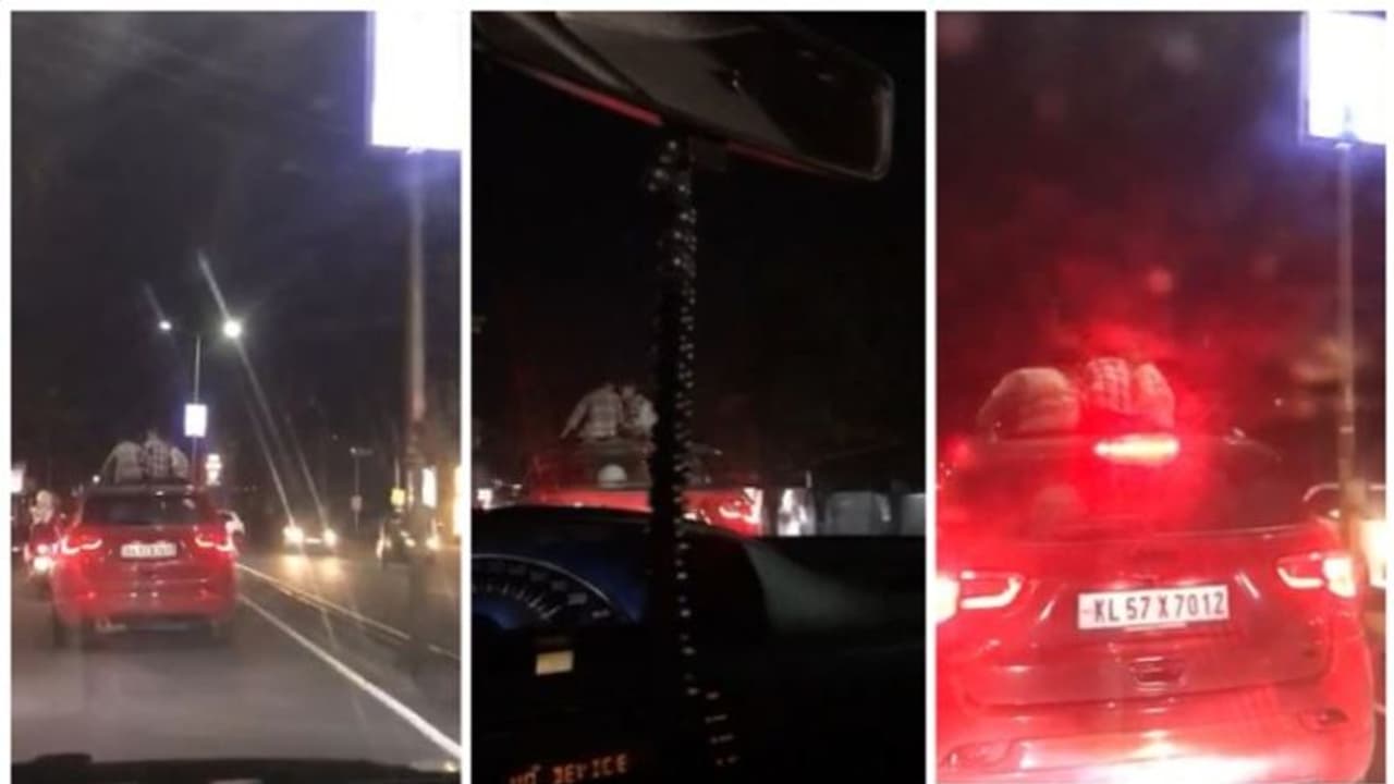 കാറിന്റെ സൺറൂഫിൽ മൂന്ന് കുട്ടികളെ ഇരുത്തി ഡ്രൈവിംഗ്, വീഡിയോ വൈറലായി; ഇടപെട്ട് എംവിഡി, ലൈസൻസ് സസ്പെൻഡ് ചെയ്തു കാറിന്റെ സൺറൂഫിൽ മൂന്ന് കുട്ടികളെ ഇരുത്തി ഡ്രൈവിംഗ്, വീഡിയോ വൈറലായി; ഇടപെട്ട് എംവിഡി, ലൈസൻസ് സസ്പെൻഡ് ചെയ്തു