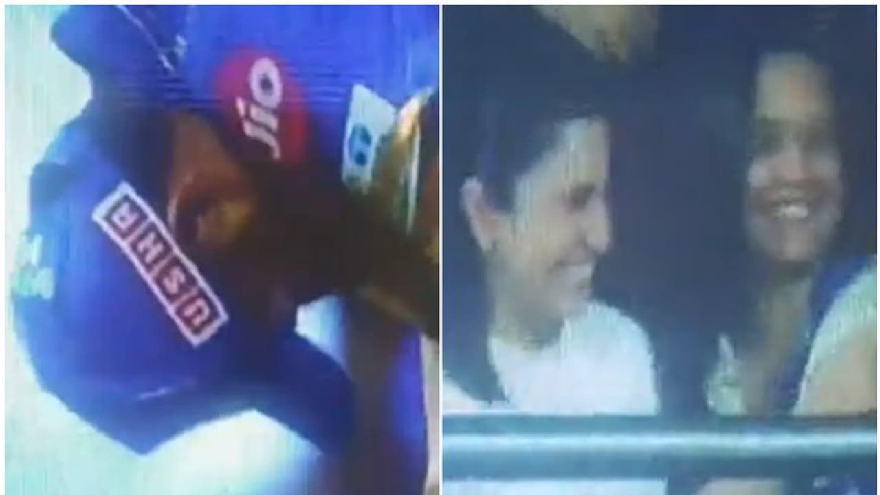 നിരാശയോടെ തലകുനിച്ച് രോഹിത്; ആശ്വാസത്തോടെ പരസ്പരം കെട്ടിപ്പിടിച്ച് ആഘോഷിച്ച് അനുഷ്കയും ദീപികയും, വീഡിയോ