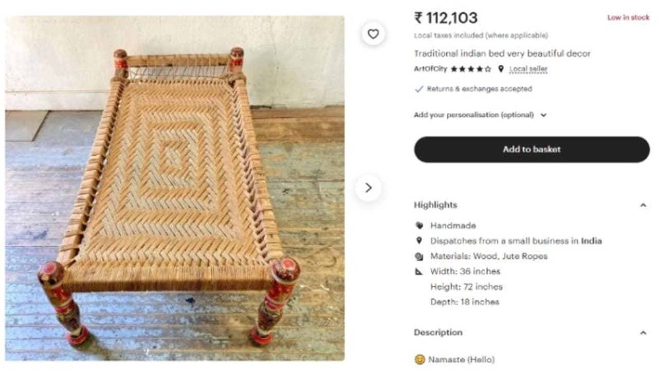 ഇന്ത്യന്‍ ചൂടിക്കട്ടിലിന് അമേരിക്കന്‍ വില്പ സൈറ്റിലെ വില കണ്ട് ഞെട്ടി ഇന്ത്യക്കാര്‍ ! 