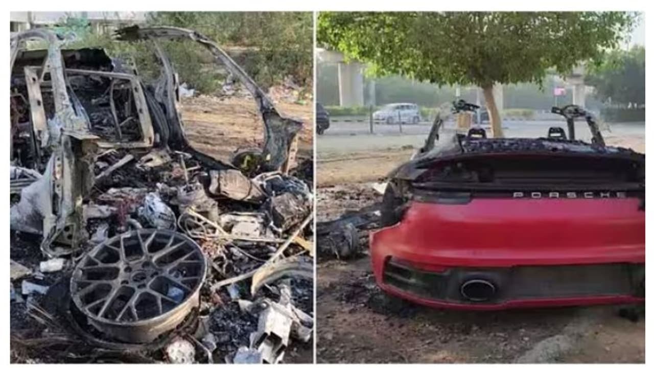 അമിത വേഗതയിലെത്തി മരത്തിലിടിച്ചു, രണ്ട് കോടിയുടെ കാർ നടുറോഡിൽ കത്തിയമർന്നു, ഡ്രൈവർ ഇറങ്ങിയോടി വീഡിയോ അമിത വേഗതയിലെത്തി മരത്തിലിടിച്ചു, രണ്ട് കോടിയുടെ കാർ നടുറോഡിൽ കത്തിയമർന്നു, ഡ്രൈവർ ഇറങ്ങിയോടി വീഡിയോ