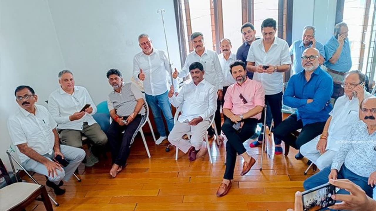 Karnataka Election 2023 Results: DK Shivakumar shows off power of 'team' as Congress heads for majority Karnataka Election 2023 Results: DK Shivakumar shows off power of 'team' as Congress heads for majority
