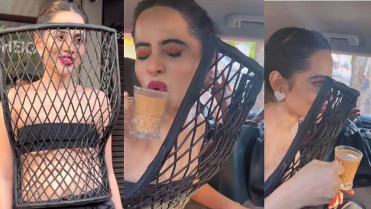 ഒരു ചായ കുടിക്കാൻ ബുദ്ധിമുട്ടുന്ന ഉർഫി ജാവേദ്; വൈറലായി വീഡിയോ 