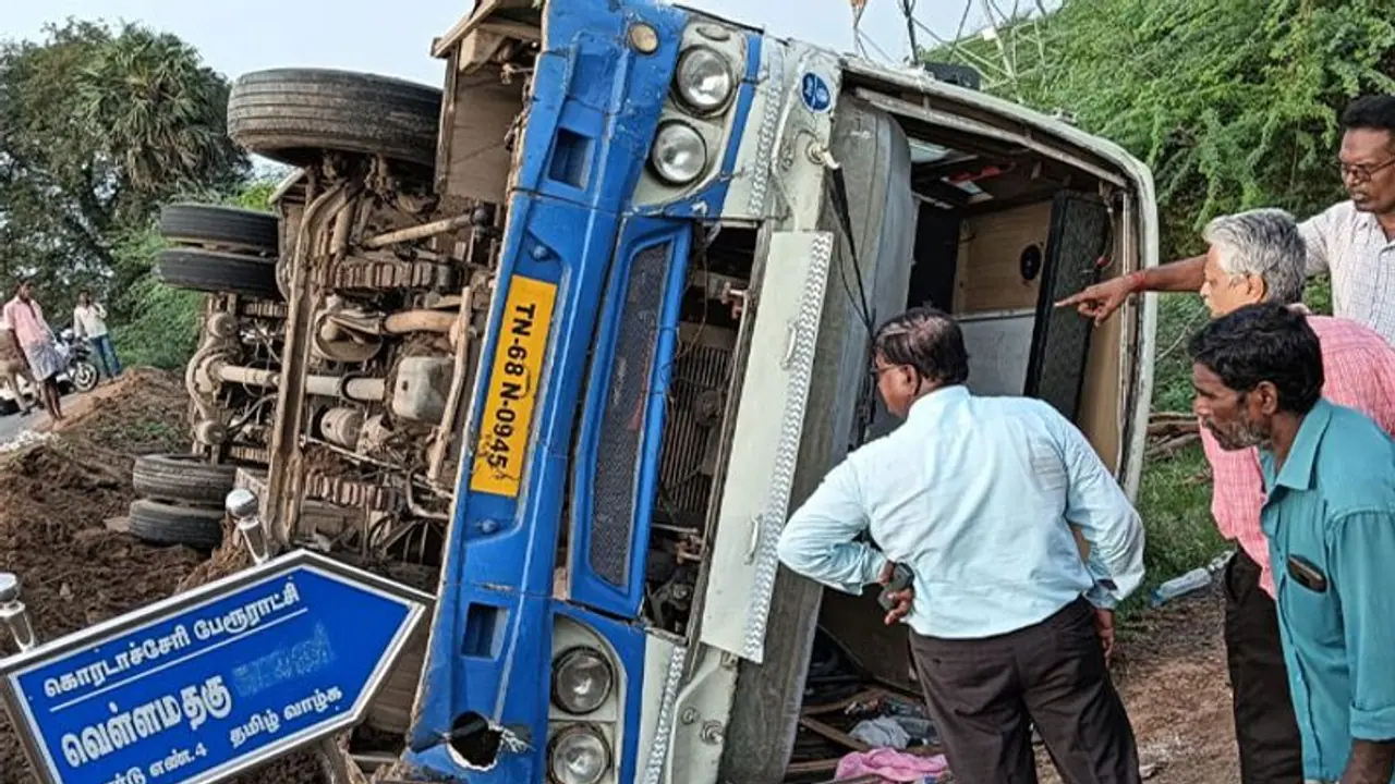 விழுப்புரத்தில் அரசுப் பேருந்து கவிழ்ந்து 20க்கும் மேற்பட்டோர் படுகாயம்