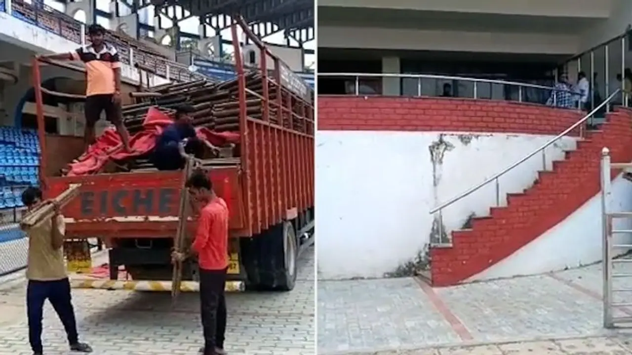 Preparations underway at Kanteerava stadium for Karnataka CM swearing in ceremony Preparations underway at Kanteerava stadium for Karnataka CM swearing in ceremony