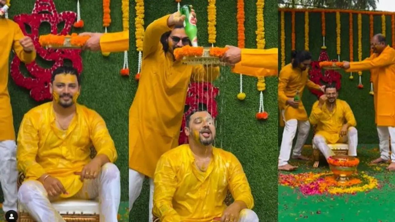 ಆಹಹಾ ಎಂಥಾ ಸ್ನೇಹಿತರು ನೋಡಿ: ಅರಿಶಿಣ ಶಾಸ್ತ್ರದ ವೇಳೆ ವರನಿಗೆ ಬೀರ್ ಅಭಿಷೇಕ ಮಾಡಿದ ಗೆಳೆಯರು