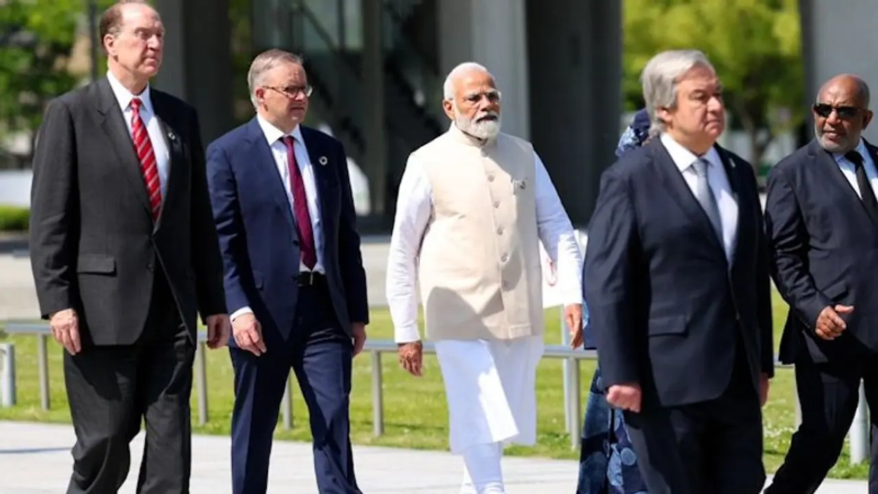 G 7 Summit: PM Modi visits Hiroshima Peace Memorial Park in Japan; sports jacket made of recycled materials G 7 Summit: PM Modi visits Hiroshima Peace Memorial Park in Japan; sports jacket made of recycled materials