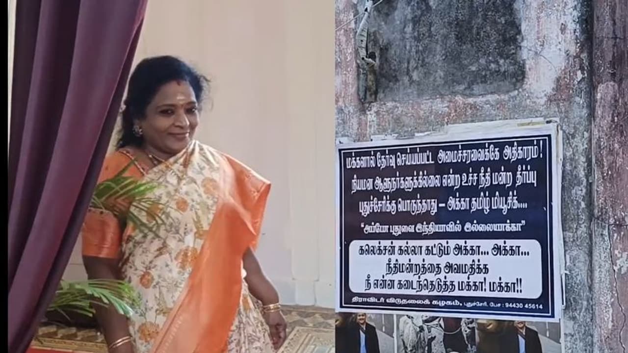 கலெக்சன் கல்லா கட்டும் அக்கா... அக்கா... புதுவை முழுவதும் தமிழிசையை விமர்சிக்கும் போஸ்டர்கள் கலெக்சன் கல்லா கட்டும் அக்கா... அக்கா... புதுவை முழுவதும் தமிழிசையை விமர்சிக்கும் போஸ்டர்கள்