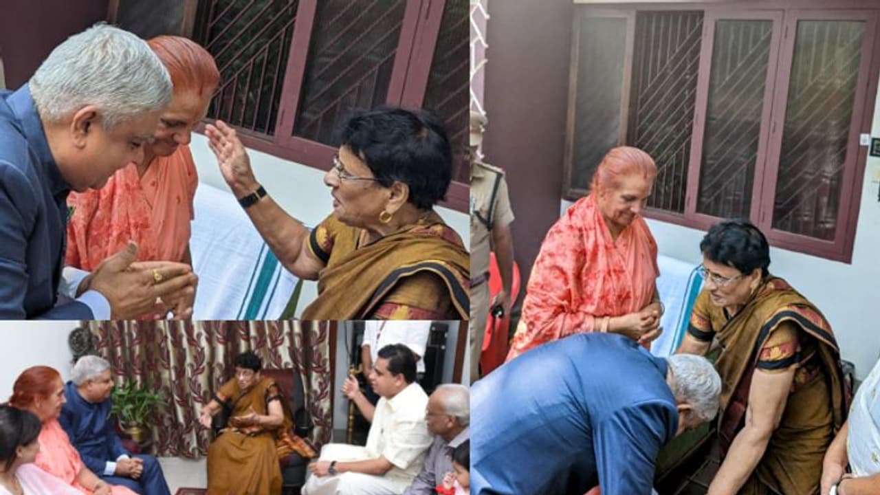 கண்ணூரில் தன் பள்ளி ஆசிரியரிடம் ஆசி பெற்ற துணை குடியரசுத் தலைவர் ஜக்தீப் தன்கர்