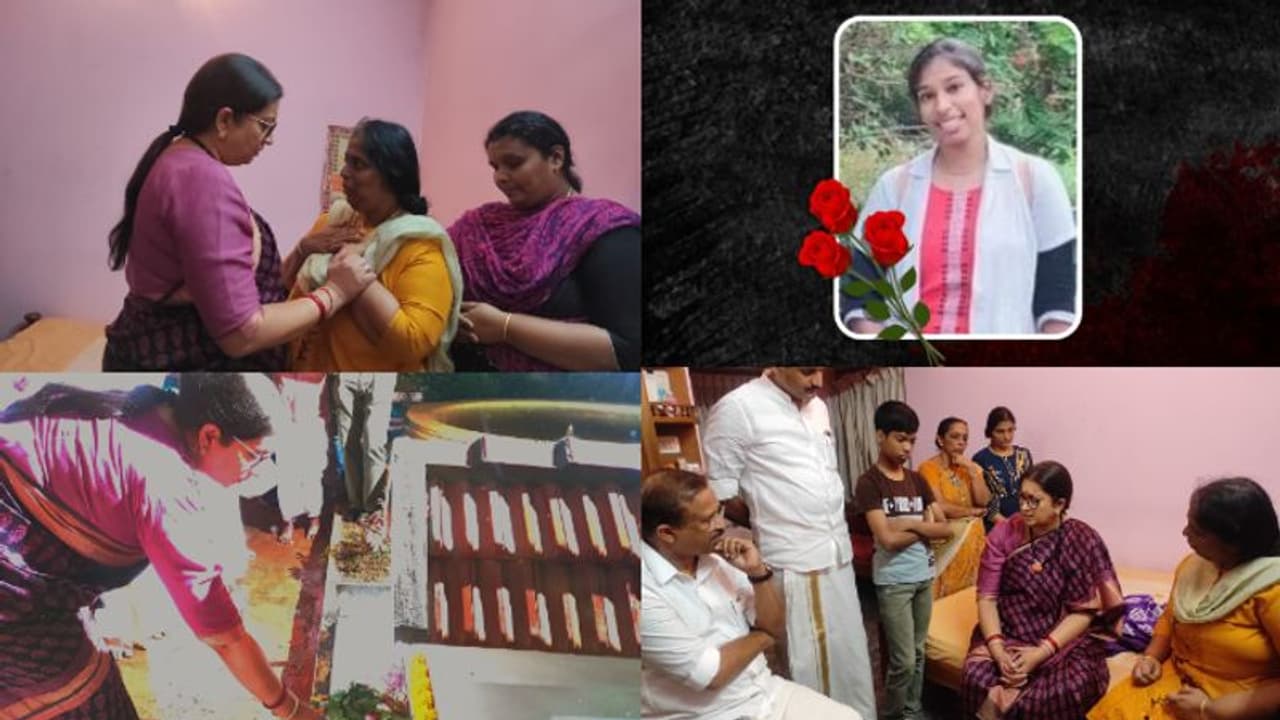 ഡോ. വന്ദനയുടെ വീട്ടിലെത്തി അസ്ഥിത്തറയിൽ പ്രണാമം അർപ്പിച്ച് മന്ത്രിമാരായ സ്മൃതി ഇറാനിയും മുരളീധരനും ഡോ. വന്ദനയുടെ വീട്ടിലെത്തി അസ്ഥിത്തറയിൽ പ്രണാമം അർപ്പിച്ച് മന്ത്രിമാരായ സ്മൃതി ഇറാനിയും മുരളീധരനും