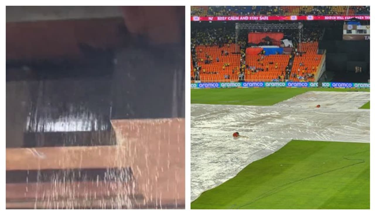 മോടി പുറത്ത് മാത്രമോ, എന്ന് ആരാധകര്‍! കനത്ത മഴയില്‍ ചോര്‍ന്നൊലിച്ച് അഹമ്മദാബാദിലെ നരേന്ദ്ര മോദി സ്‌റ്റേഡിയം