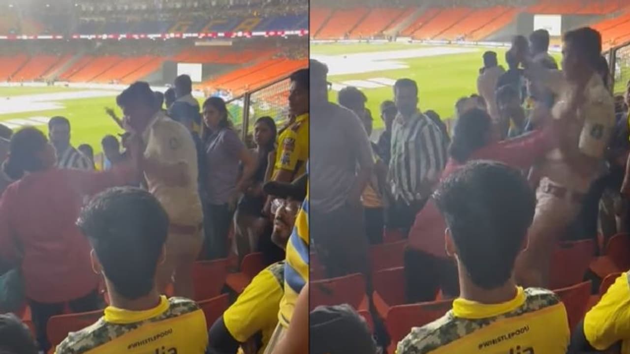 தனது இருக்கைக்கு அருகில் அமர்ந்த காவலரை தாக்கும் பெண் ரசிகை: வைரலாகும் வீடியோ! தனது இருக்கைக்கு அருகில் அமர்ந்த காவலரை தாக்கும் பெண் ரசிகை: வைரலாகும் வீடியோ!