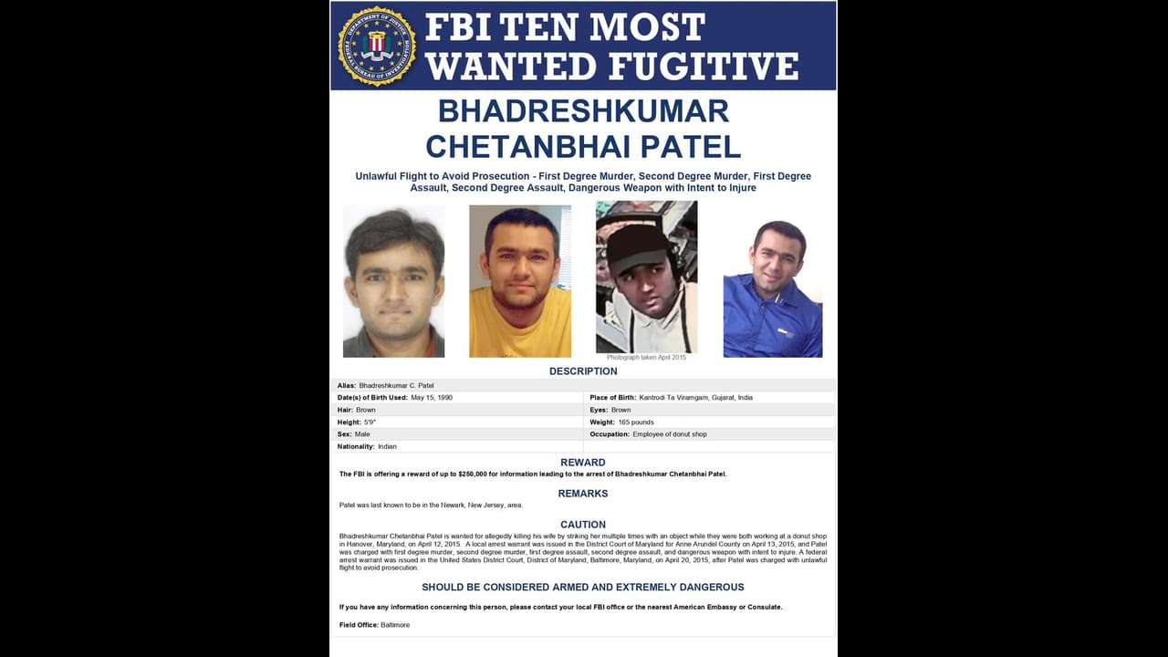 மனைவியைக் கொன்ற இந்திய இளைஞர் பற்றி தகவல் கொடுத்தால் ரூ.2 கோடி பரிசு: FBI அறிவிப்பு மனைவியைக் கொன்ற இந்திய இளைஞர் பற்றி தகவல் கொடுத்தால் ரூ.2 கோடி பரிசு: FBI அறிவிப்பு