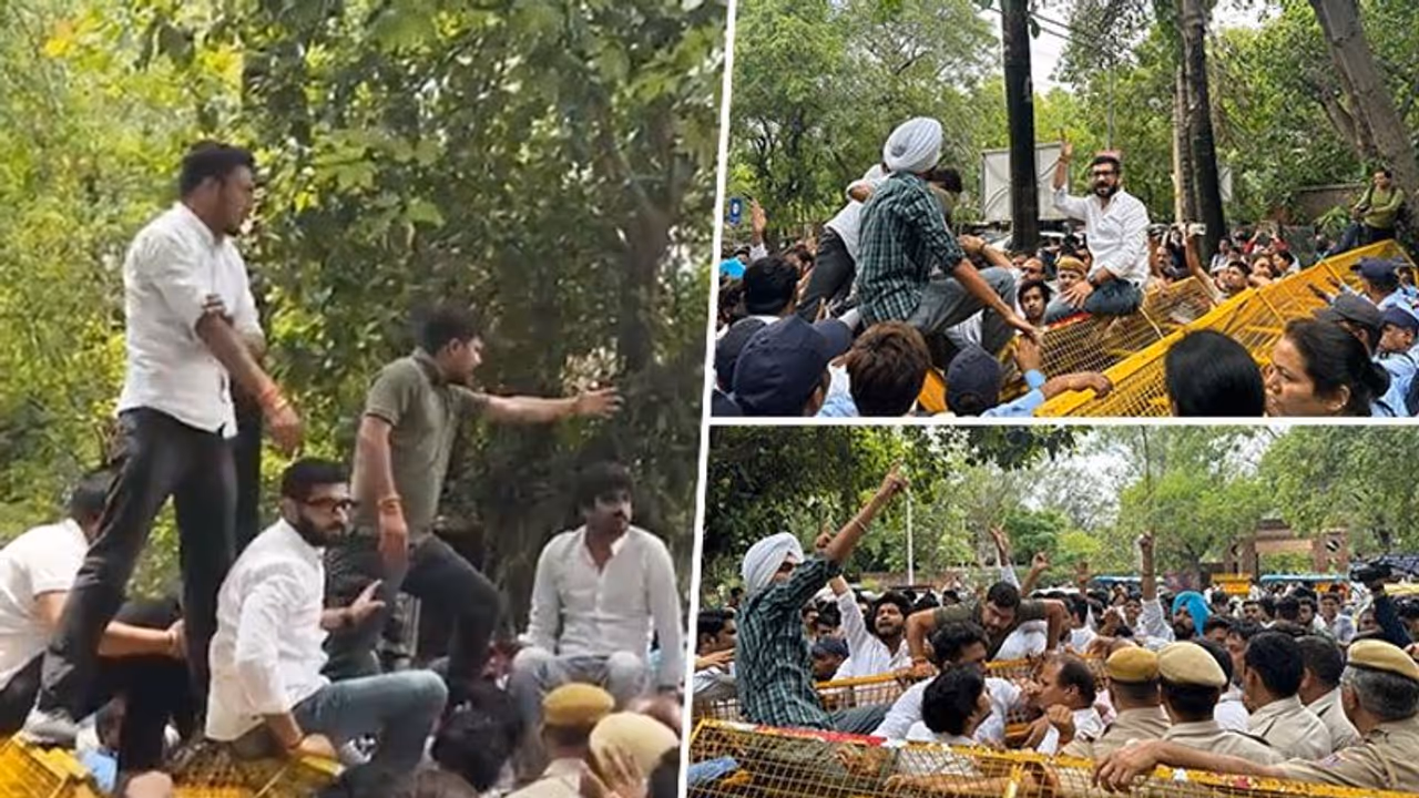 NSUI protests against inclusion of course on Savarkar in Delhi University syllabus - WATCH