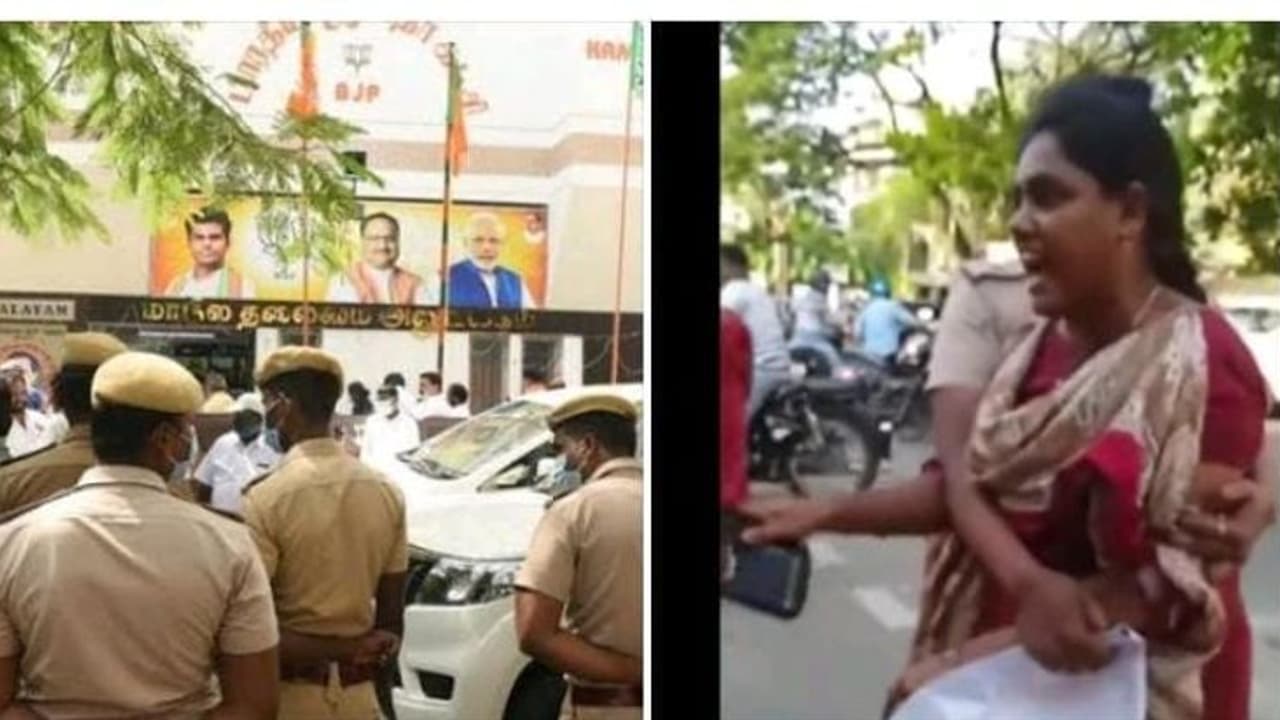 தமிழக பாஜக தலைமை அலுவலகத்தை முற்றுகையிட்டு போராடிய சமூக ஆர்வலர் நந்தினி கைது.! என்ன காரணம் தெரியுமா.? தமிழக பாஜக தலைமை அலுவலகத்தை முற்றுகையிட்டு போராடிய சமூக ஆர்வலர் நந்தினி கைது.! என்ன காரணம் தெரியுமா.?