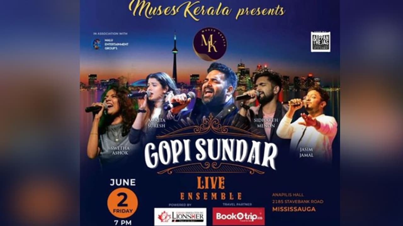 കാനഡയിൽ സംഗീത ഷോ അവതരിപ്പിക്കാന്‍ ഗോപി സുന്ദറും സംഘവും