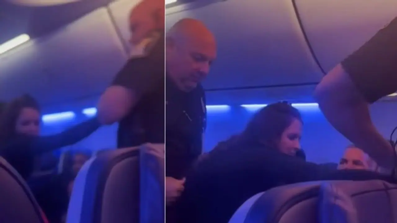 ವಿಮಾನ ಟೇಕಾಫ್ ಆಗುವ ಮೊದಲೇ ಕುಚೇಷ್ಟೆ: ಪೊಲೀಸರ ಕೈಗೂ ಕಚ್ಚಿದ 25ರ ಹರೆಯದ ಕುಡುಕಿ