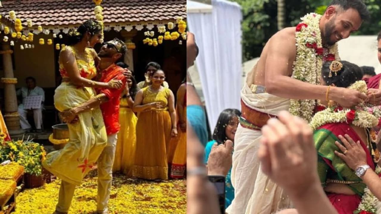 தென்னிந்திய முறைப்படி காதலியை கரம் பிடித்த இந்திய கிரிக்கெட் வீரர் பிரசித் கிருஷ்ணா! தென்னிந்திய முறைப்படி காதலியை கரம் பிடித்த இந்திய கிரிக்கெட் வீரர் பிரசித் கிருஷ்ணா!