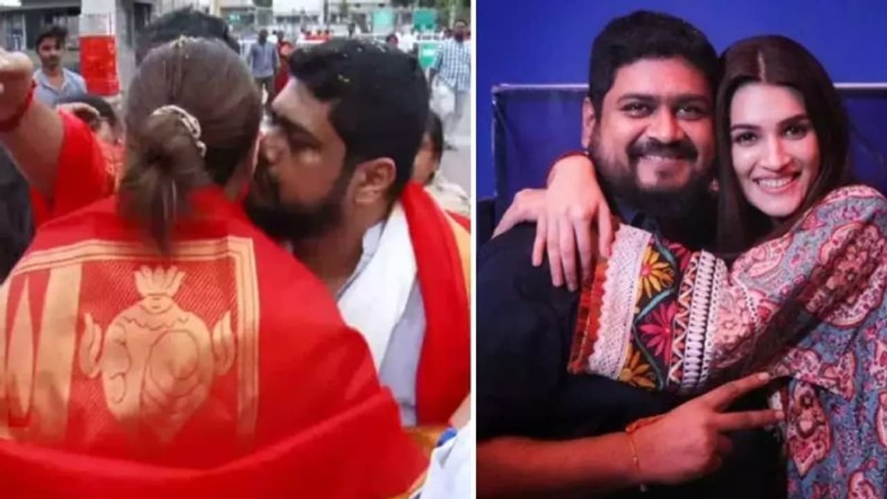 ക്ഷേത്രത്തിന് മുന്നിൽ കെട്ടിപ്പിടിച്ച് ഉമ്മവച്ച് നടിയും സംവിധായകനും; 'ആദിപുരുഷ്' ടീമിനെതിരെ ബിജെപി നേതാവ് ക്ഷേത്രത്തിന് മുന്നിൽ കെട്ടിപ്പിടിച്ച് ഉമ്മവച്ച് നടിയും സംവിധായകനും; 'ആദിപുരുഷ്' ടീമിനെതിരെ ബിജെപി നേതാവ്