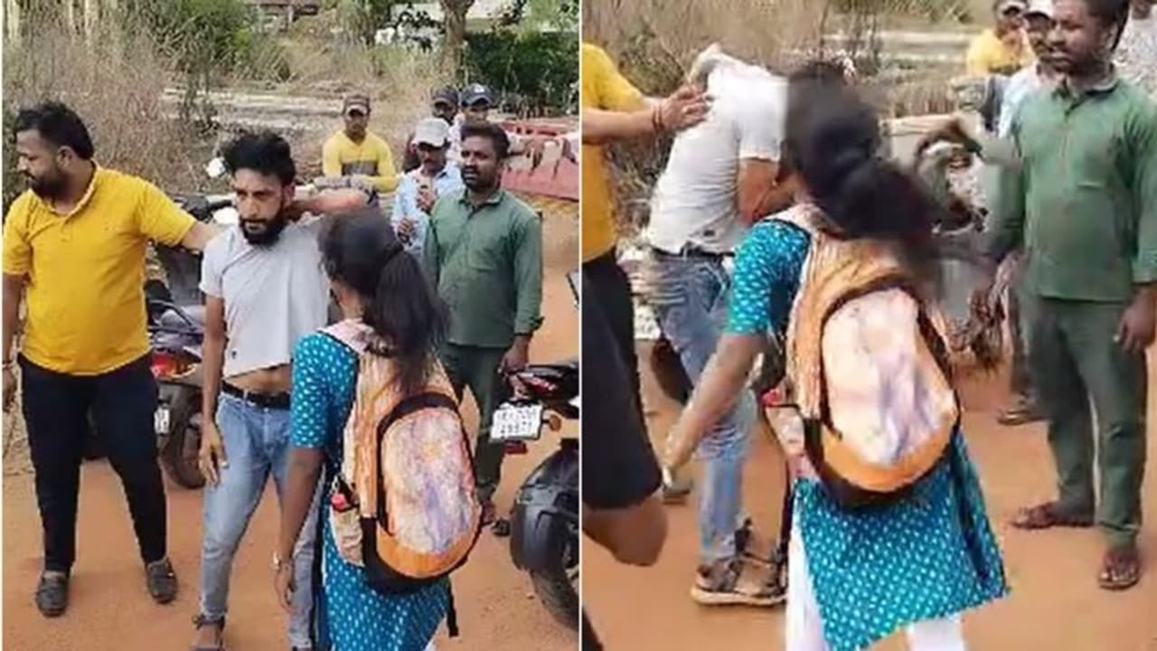 செருப்பு பிஞ்சிடும்... நடுரோட்டில் சில்மிஷம் செய்தவரை செருப்பைக் கழற்றி அடித்த மாணவி