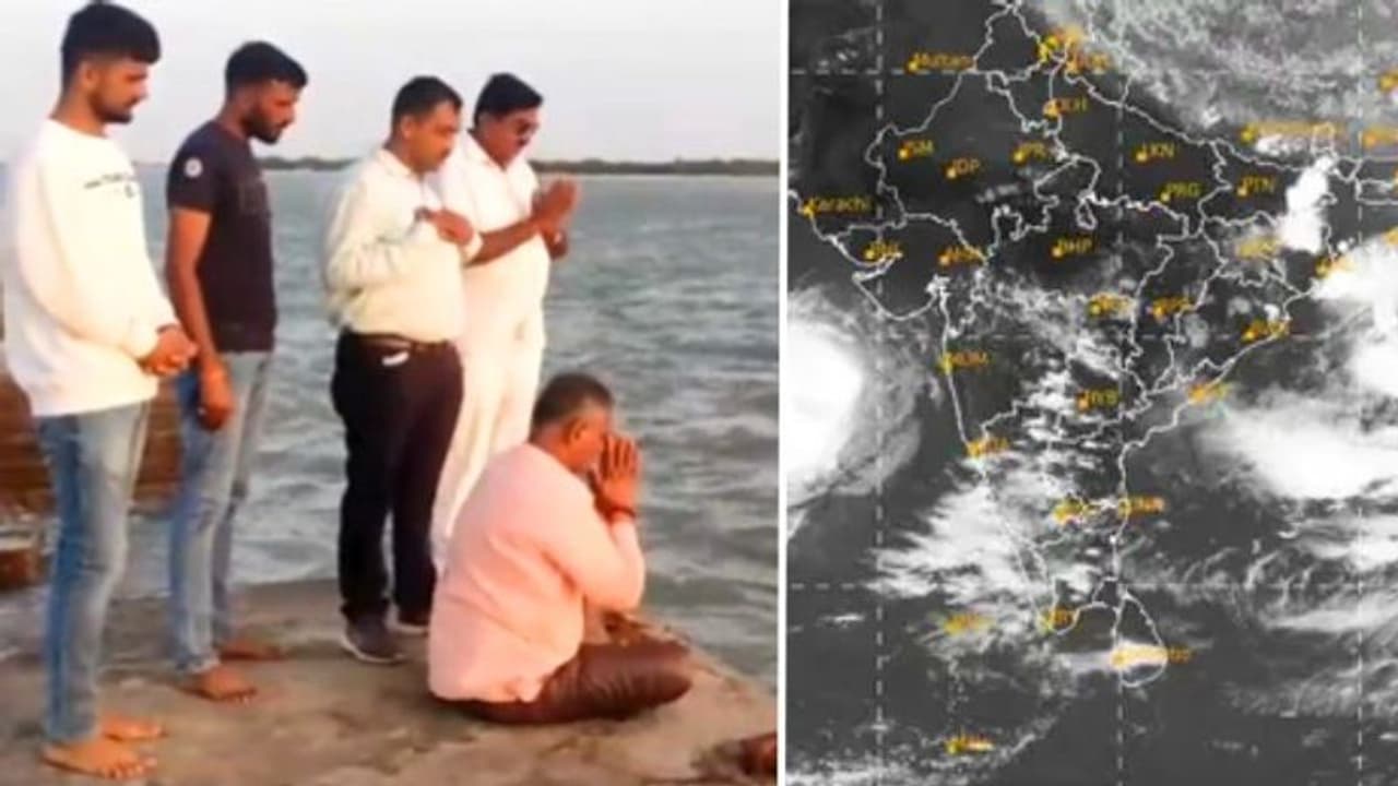 அதெப்படி திமிங்கலம்.. புயலை அமைதிப்படுத்த கடற்கரையில் பூஜை செய்த பாஜக எம்எல்ஏ.! வைரல் வீடியோ !!