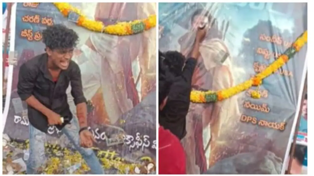 பீர் பாட்டிலால் கையை அறுத்துக் கொண்டு பிரபாஸின் 'ஆதிபுருஷ்' போஸ்டருக்கு அபிஷேகம் செய்த ரசிகர்! வீடியோ 