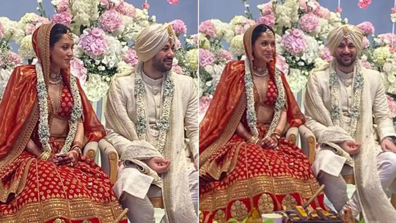 Karan Deol Drisha Acharya wedding FIRST photos out, Sunny Deol, Bobby Deol, Dharmendra dance to dhol beats