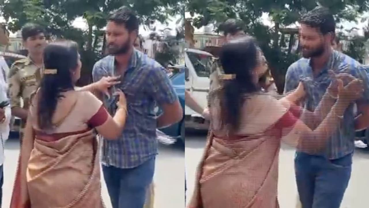 నడిరోడ్డు మీద ప్రభుత్వ అధికారి చెంప చెళ్లుమనిపించిన మహిళా ఎమ్మెల్యే, వీడియో వైరల్ నడిరోడ్డు మీద ప్రభుత్వ అధికారి చెంప చెళ్లుమనిపించిన మహిళా ఎమ్మెల్యే, వీడియో వైరల్