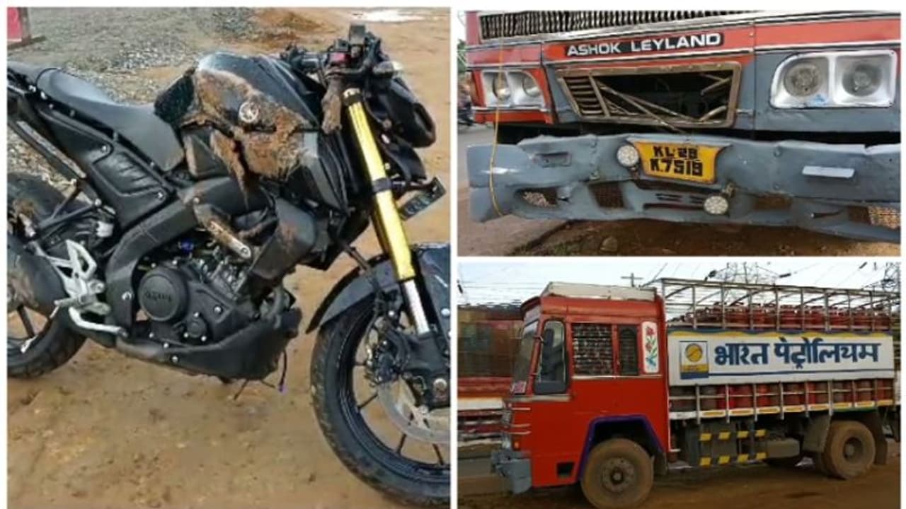 ഗ്യാസ് സിലിണ്ടർ ലോറിയിടിച്ച് കയറി, ബൈക്ക് യാത്രക്കാരായ 2 യുവാക്കൾ മരിച്ചു, മൂന്നാമന് ഗുരുതര പരിക്ക് ഗ്യാസ് സിലിണ്ടർ ലോറിയിടിച്ച് കയറി, ബൈക്ക് യാത്രക്കാരായ 2 യുവാക്കൾ മരിച്ചു, മൂന്നാമന് ഗുരുതര പരിക്ക്