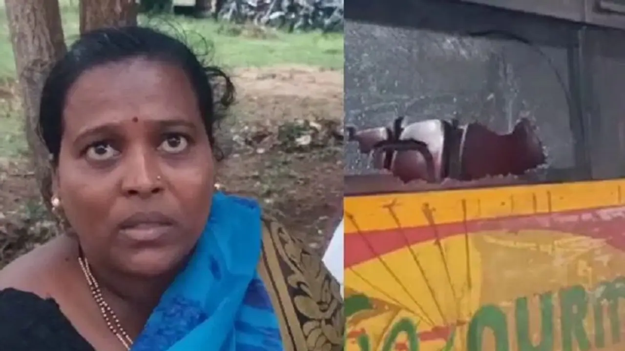 ಬಸ್ ನಿಲ್ಲಿಸದ ಚಾಲಕ: ತಲೆ ಕೆಟ್ಟು ಬಸ್ಗೆ ಕೊಪ್ಪಳದ ಮಹಿಳೆಯಿಂದ ಕಲ್ಲೇಟು! ಬಸ್ ನಿಲ್ಲಿಸದ ಚಾಲಕ: ತಲೆ ಕೆಟ್ಟು ಬಸ್ಗೆ ಕೊಪ್ಪಳದ ಮಹಿಳೆಯಿಂದ ಕಲ್ಲೇಟು!