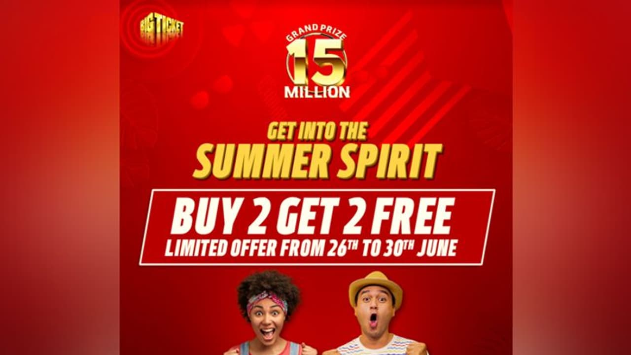 രണ്ട് ബിഗ് ടിക്കറ്റ് വാങ്ങിയാൽ രണ്ട് ടിക്കറ്റ് സൗജന്യം; ജൂൺ 30 വരെ മാത്രം രണ്ട് ബിഗ് ടിക്കറ്റ് വാങ്ങിയാൽ രണ്ട് ടിക്കറ്റ് സൗജന്യം; ജൂൺ 30 വരെ മാത്രം