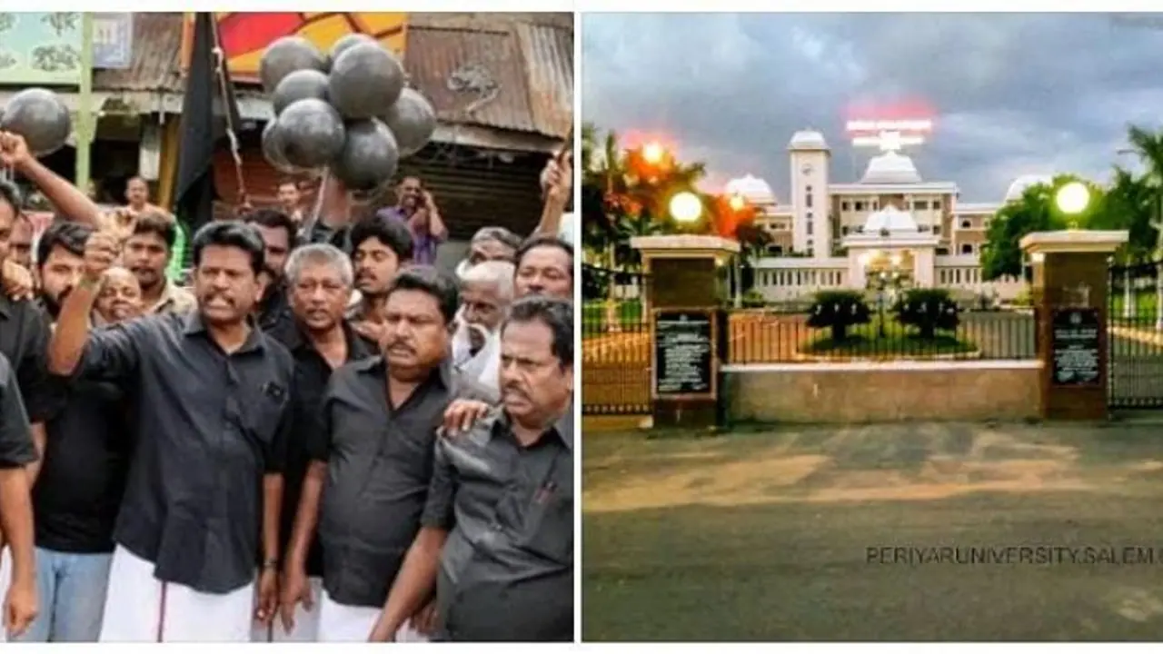 கறுப்பு உடை சர்ச்சை.. பெரியார் பல்கலைஅறிவிப்பை வாபஸ் பெற்றாலும் சேலத்தில் பதற்றம்.. என்ன காரணம்? கறுப்பு உடை சர்ச்சை.. பெரியார் பல்கலைஅறிவிப்பை வாபஸ் பெற்றாலும் சேலத்தில் பதற்றம்.. என்ன காரணம்?