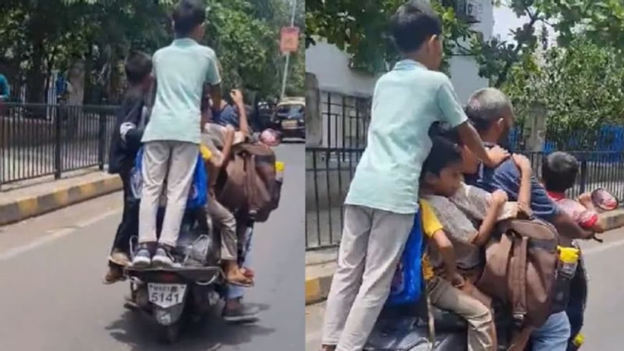 ஒரே ஸ்கூட்டரில் 7 சிறுவர்கள் "ஊர்வலம் சென்ற ஆடவர்" சட்டம் தன் கடமையை செய்தது!