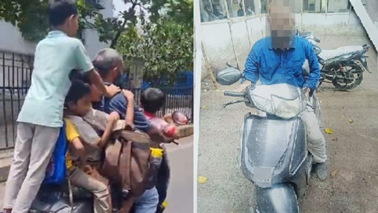 ಒಂದೇ ಸ್ಕೂಟಿಯಲ್ಲಿ 7 ಮಕ್ಕಳ ಜೊತೆ ಸವಾರಿ, ವೈರಲ್ ವಿಡಿಯೋ ಬೆನ್ನಲ್ಲೇ ಅರೆಸ್ಟ್!