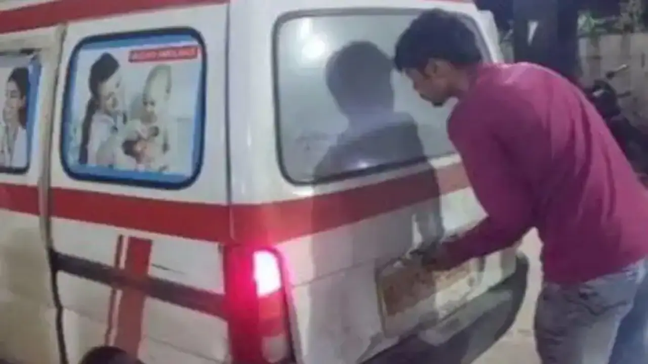 old man trapped in ambulance 