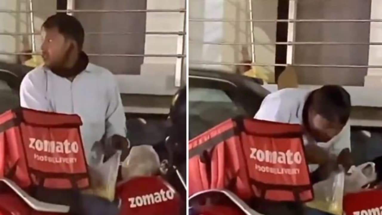 സൊമാറ്റോ ഡെലിവെറി ഏജന്‍റ് ഭക്ഷണം കഴിക്കുന്നത് കണ്ടോ?; കണ്ണ് നനയിച്ചുവെന്ന് വീഡിയോ കണ്ടവര്‍...