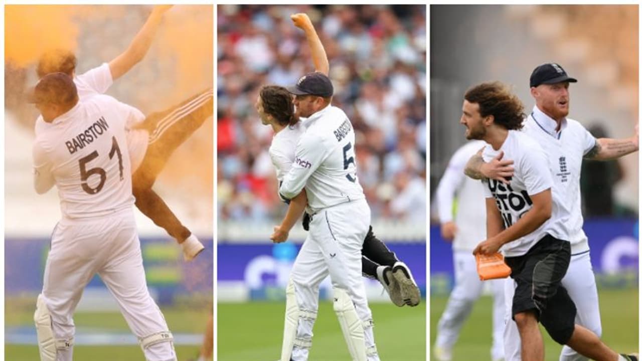 నిరసనకారుడిని ఎత్తి పడేసిన బెయిర్ స్టో.. పిచ్ నుంచి బౌండరీ లైన్ దాకా మోస్తూ అసహనం