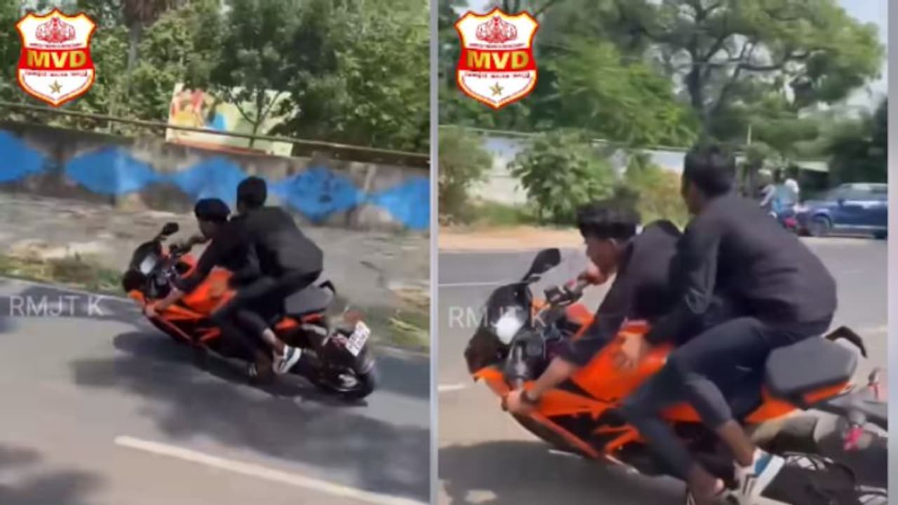 'ചലാൻ അടക്കേണ്ടി വന്നില്ല', റോഡിലെ അഭ്യാസികൾക്ക് സംഭവിച്ചതിന്റെ വീഡിയോയുമായി എംവിഡി!