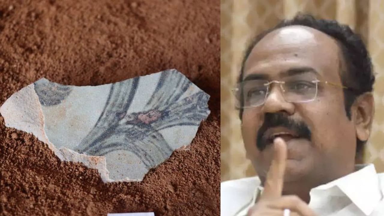 அரியலூர் மாளிகைமேடு அகழாய்வில் சீன பானை ஓடு கண்டெடுப்பு! மகிழ்ச்சியில் அமைச்சர் தங்கம் தென்னரசு! அரியலூர் மாளிகைமேடு அகழாய்வில் சீன பானை ஓடு கண்டெடுப்பு! மகிழ்ச்சியில் அமைச்சர் தங்கம் தென்னரசு!