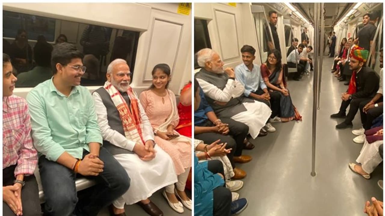 ದೆಹಲಿ ವಿವಿ ಶತಮಾನೋತ್ಸವ ಕಾರ್ಯಕ್ರಮಕ್ಕೆ ಮೆಟ್ರೋದಲ್ಲಿ ಪ್ರಯಾಣಿಸಿದ ಪ್ರಧಾನಿ ಮೋದಿ