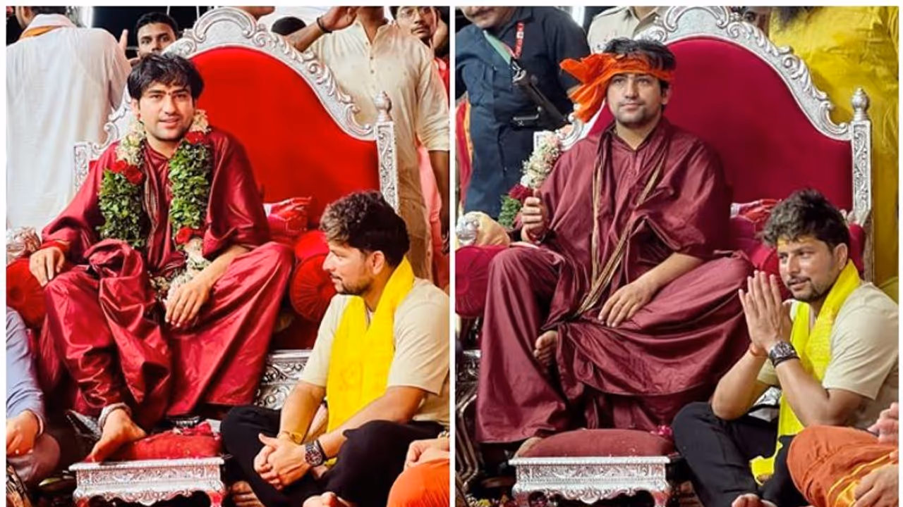 ಬಾಗೇಶ್ವರ ಧಾಮದಲ್ಲಿ ಧೀರೇಂದ್ರ ಶಾಸ್ತ್ರಿ ಪಾದ ಮುಟ್ಟಿ ನಮಸ್ಕರಿಸಿದ ಕ್ರಿಕೆಟಿಗ ಕುಲದೀಪ್‌ ಯಾದವ್‌!