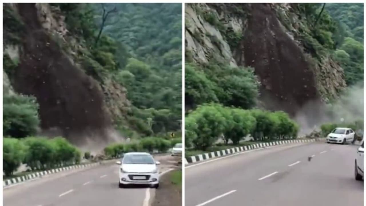 മണ്ണിടിച്ചിലിനൊപ്പം കൂറ്റന് പാറകള് ഹൈവേയിലേക്ക് വീണു; യാത്രക്കാര് രക്ഷപ്പെട്ടത് തലനാരിഴയ്ക്ക് വീഡിയോ മണ്ണിടിച്ചിലിനൊപ്പം കൂറ്റന് പാറകള് ഹൈവേയിലേക്ക് വീണു; യാത്രക്കാര് രക്ഷപ്പെട്ടത് തലനാരിഴയ്ക്ക് വീഡിയോ