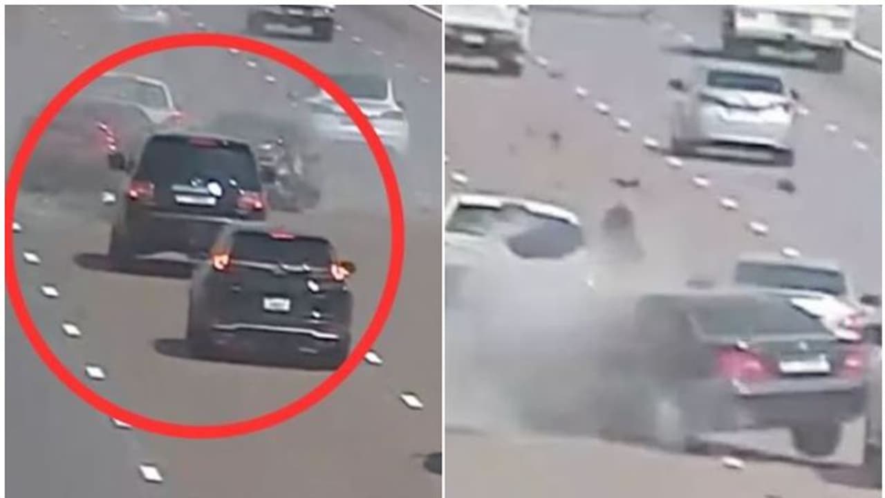 നടുറോഡില്‍ വാഹനങ്ങള്‍ കൂട്ടിയിടിച്ചു; വീഡിയോ പങ്കുവെച്ച് മുന്നറിയിപ്പുമായി അബുദാബി പൊലീസ്