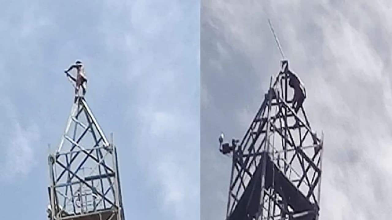 ಮೊಬೈಲ್ ಟವರ್ ಮೇಲೆ ಹತ್ತಿ ಯುವಕನ ಹುಚ್ಚಾಟ: ಮದ್ಯ, ಗುಟ್ಕಾ ಪ್ಯಾಕೆಟ್ ಕಂಡೊಡನೆ ಸರಸರ ಕೆಳಗಿಳಿದ! ಮೊಬೈಲ್ ಟವರ್ ಮೇಲೆ ಹತ್ತಿ ಯುವಕನ ಹುಚ್ಚಾಟ: ಮದ್ಯ, ಗುಟ್ಕಾ ಪ್ಯಾಕೆಟ್ ಕಂಡೊಡನೆ ಸರಸರ ಕೆಳಗಿಳಿದ!