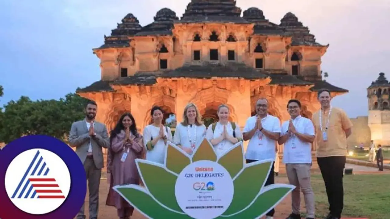 ಮಳೆಯಲ್ಲೇ ಹಂಪಿ ವೀಕ್ಷಿಸಿದ G 20 ರಾಷ್ಟ್ರಗಳ ಪ್ರತಿನಿಧಿಗಳು!