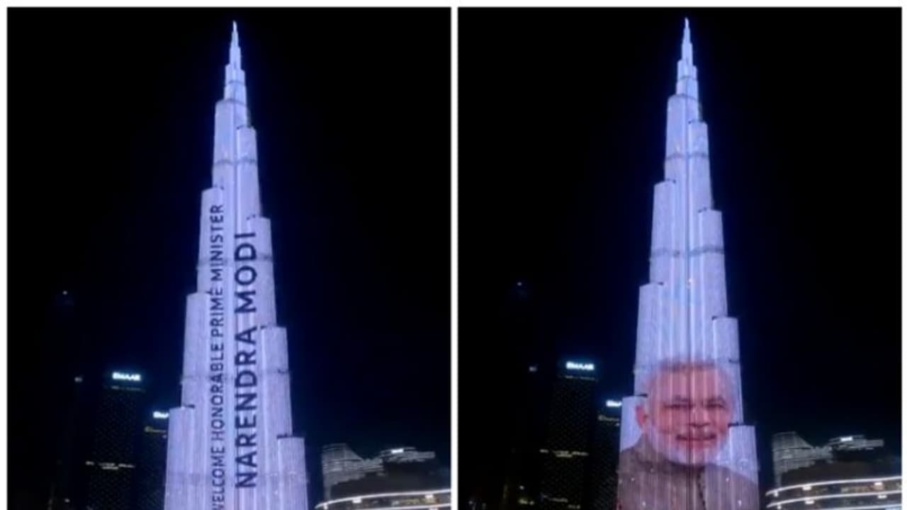 యూఏఈలోని బుర్జ్ ఖలీఫాపై ప్రధాని మోడీ చిత్రం.. సోషల్ మీడియాలో వీడియో వైరల్ (Video)